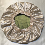 Load image into Gallery viewer, Olive green and Cream | Reversible Bonnet
